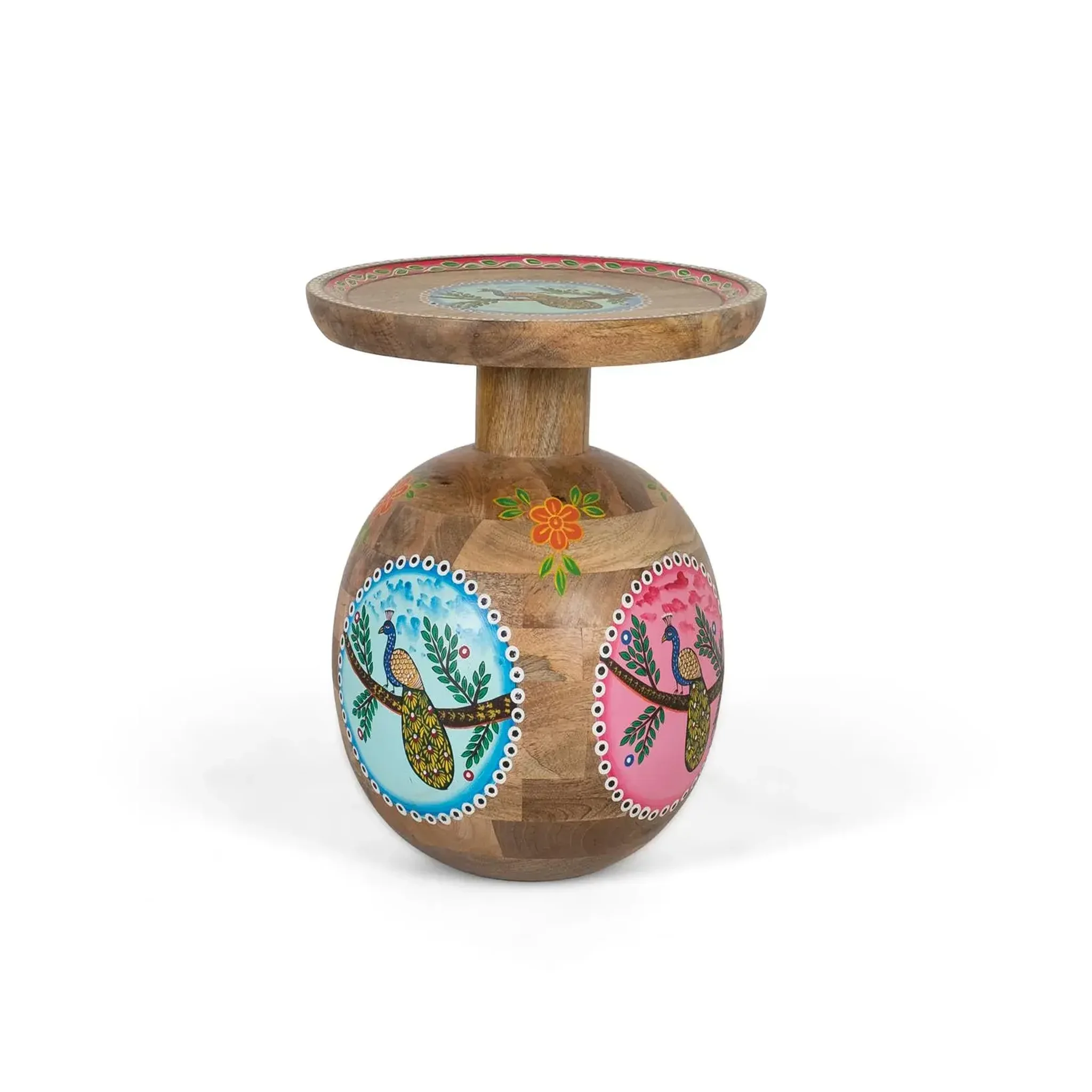 GINER Y COLOMER SL Table d'appoint en bois de manguier 42 cm style ethnique boho