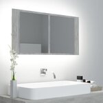 VIDAXL Armoire de salle de bain a miroir LED Gris beton Acrylique