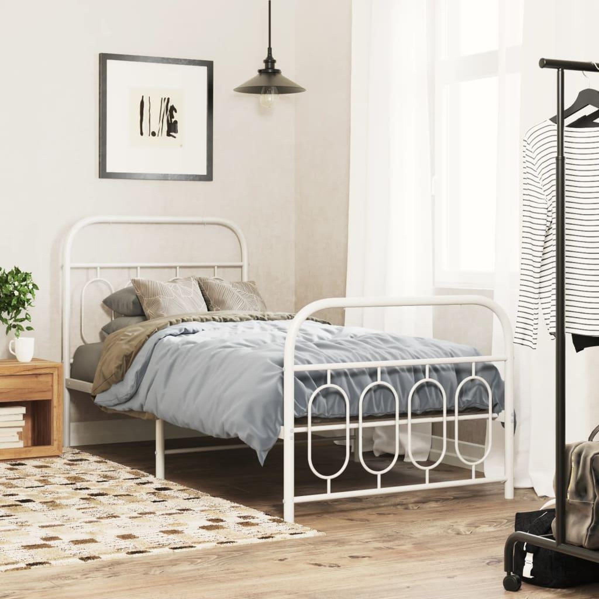 VIDAXL Cadre de lit metal sans matelas avec pied de lit blanc 80x200cm