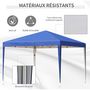 Voir la diapositive 4 : OUTSUNNY Tonnelle barnum de jardin pliant anti-UV + sac de transport acier Oxford 3 x 3 x 2,55 m bleu