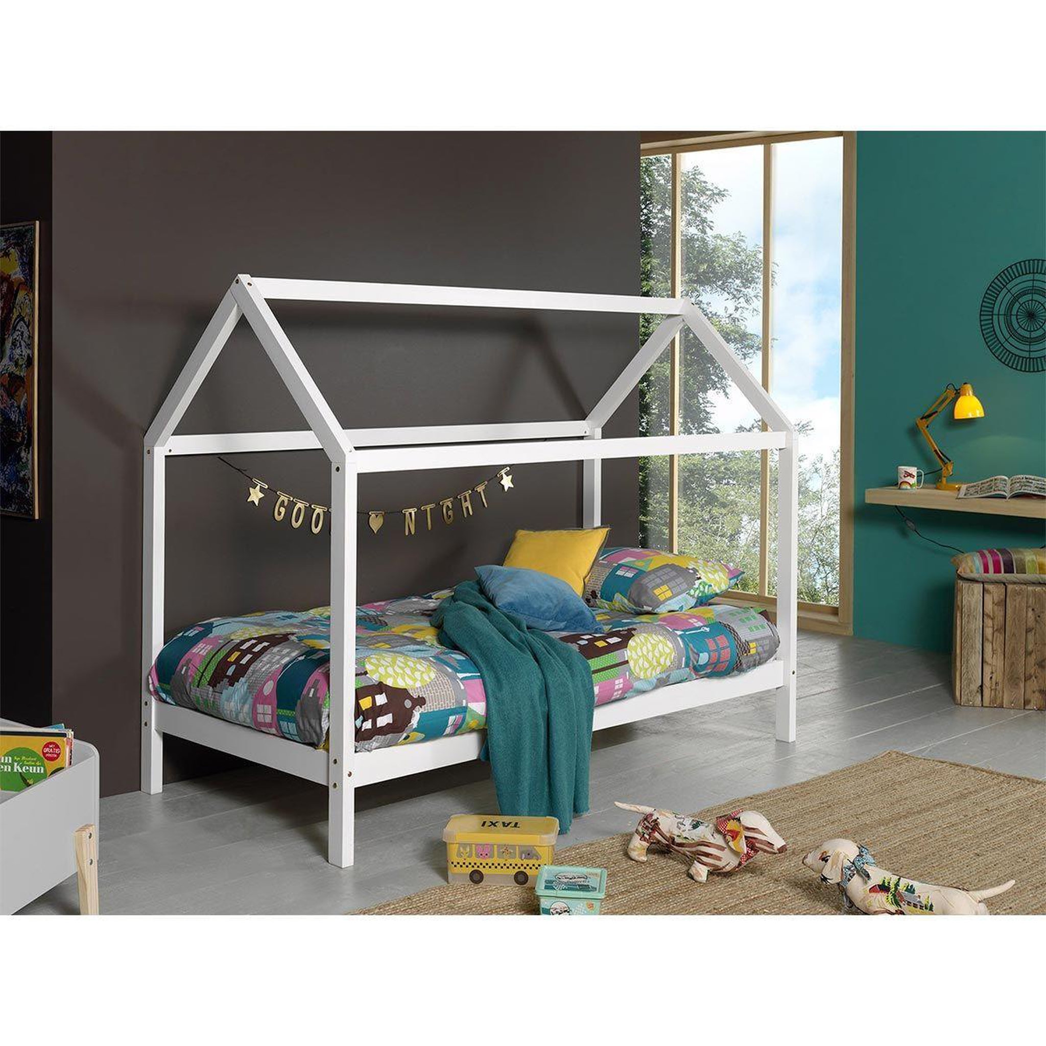 Voir la diapositive 5 : Paris Prix Pack - lit cabane enfant & matelas  dallas  90x200cm blanc