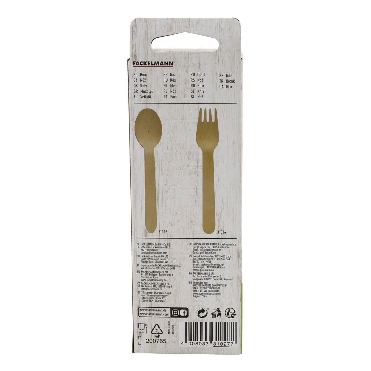 Fackelmann Ensemble de 60 Couteaux en bois jetables Fackelmann Move