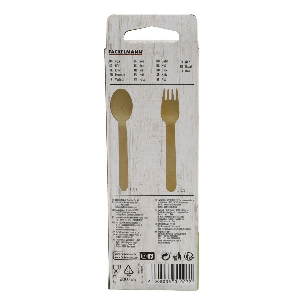 Fackelmann Ensemble de 60 Couteaux en bois jetables Fackelmann Move