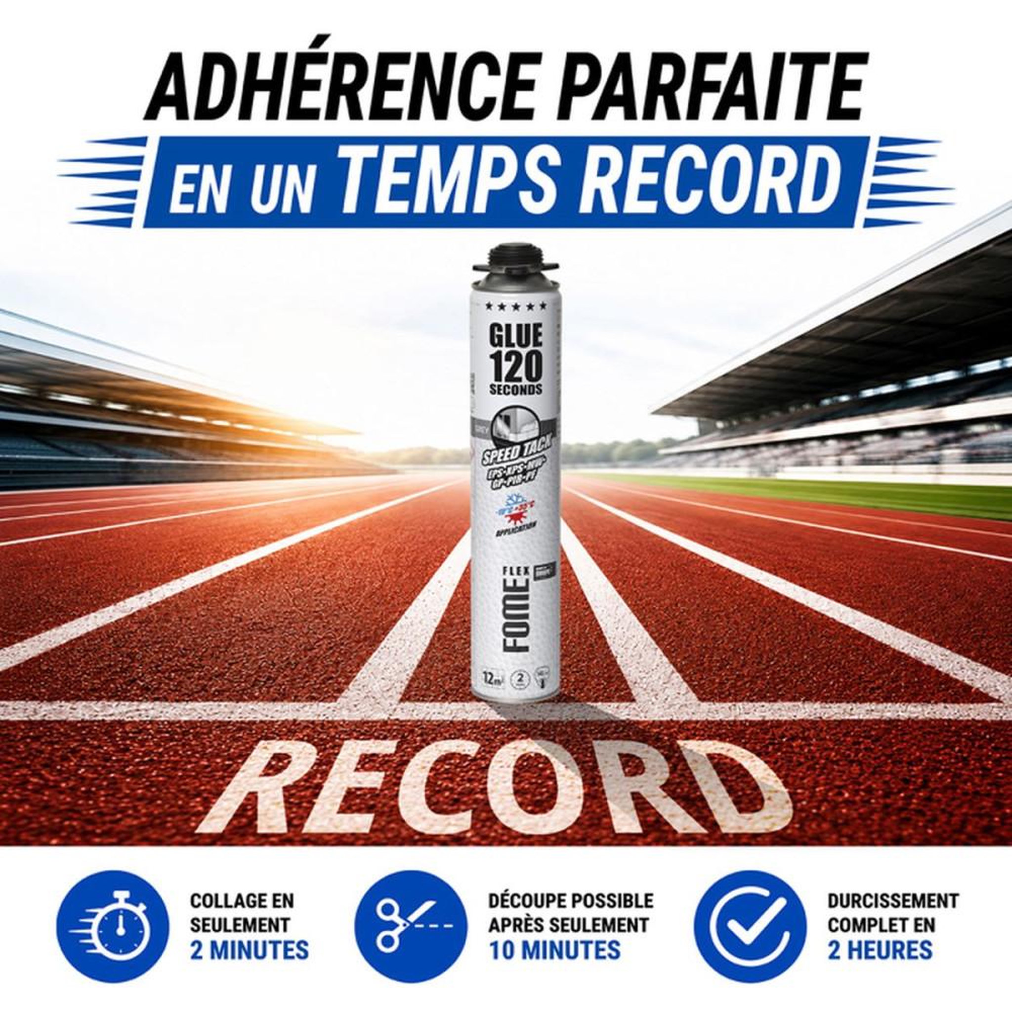 Voir la diapositive 6 : Mousse colle polyuréthane sans expansion FOME FLEX 120 Sec Speed Tack grise 750 ml