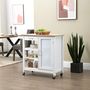 Voir la diapositive 2 : HOMCOM Desserte de cuisine style contemporain - porte, tiroir, 3 étagères - poignées métal MDF blanc plateau bois pin