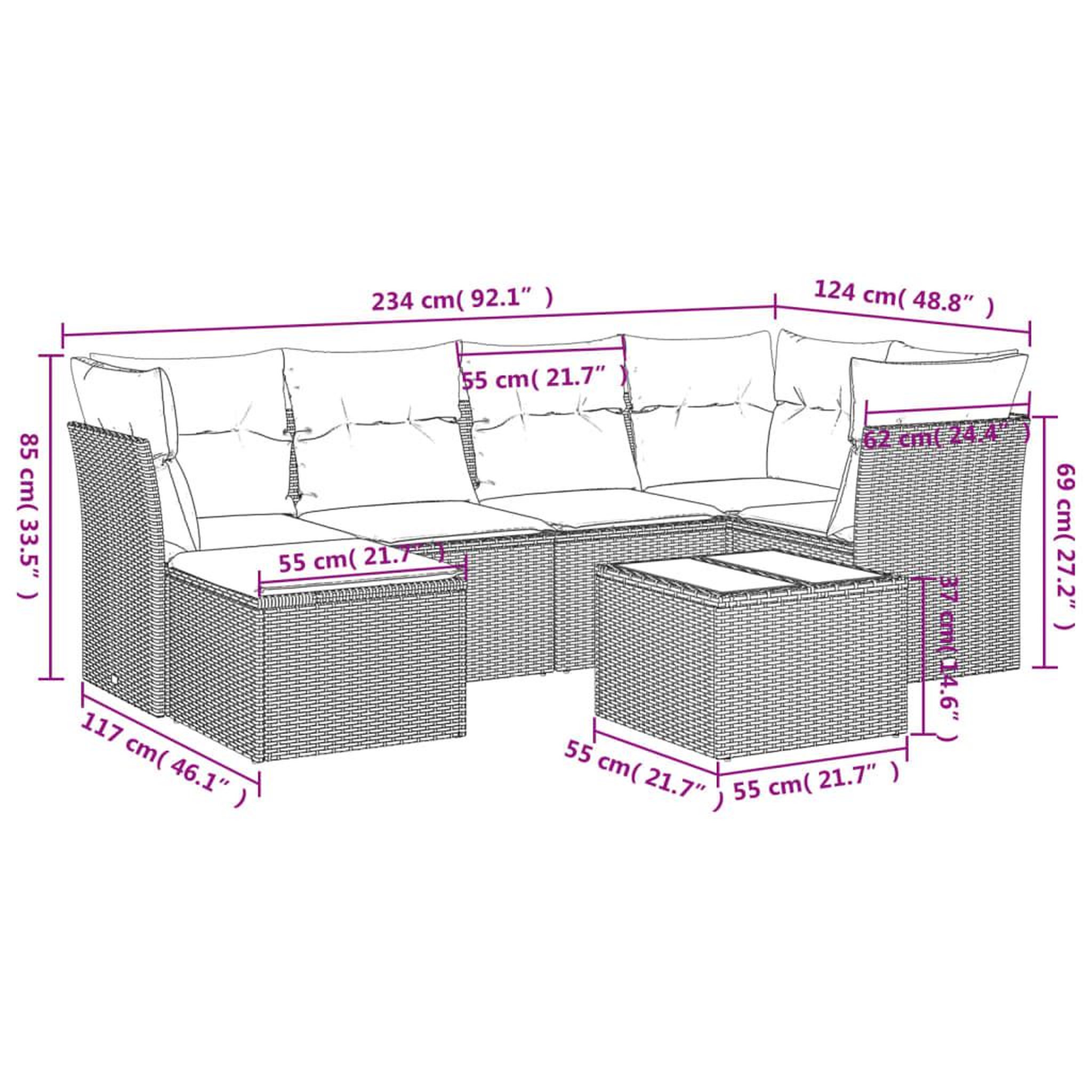 Voir la diapositive 3 : VIDAXL Salon de jardin 7 pcs avec coussins noir resine tressee