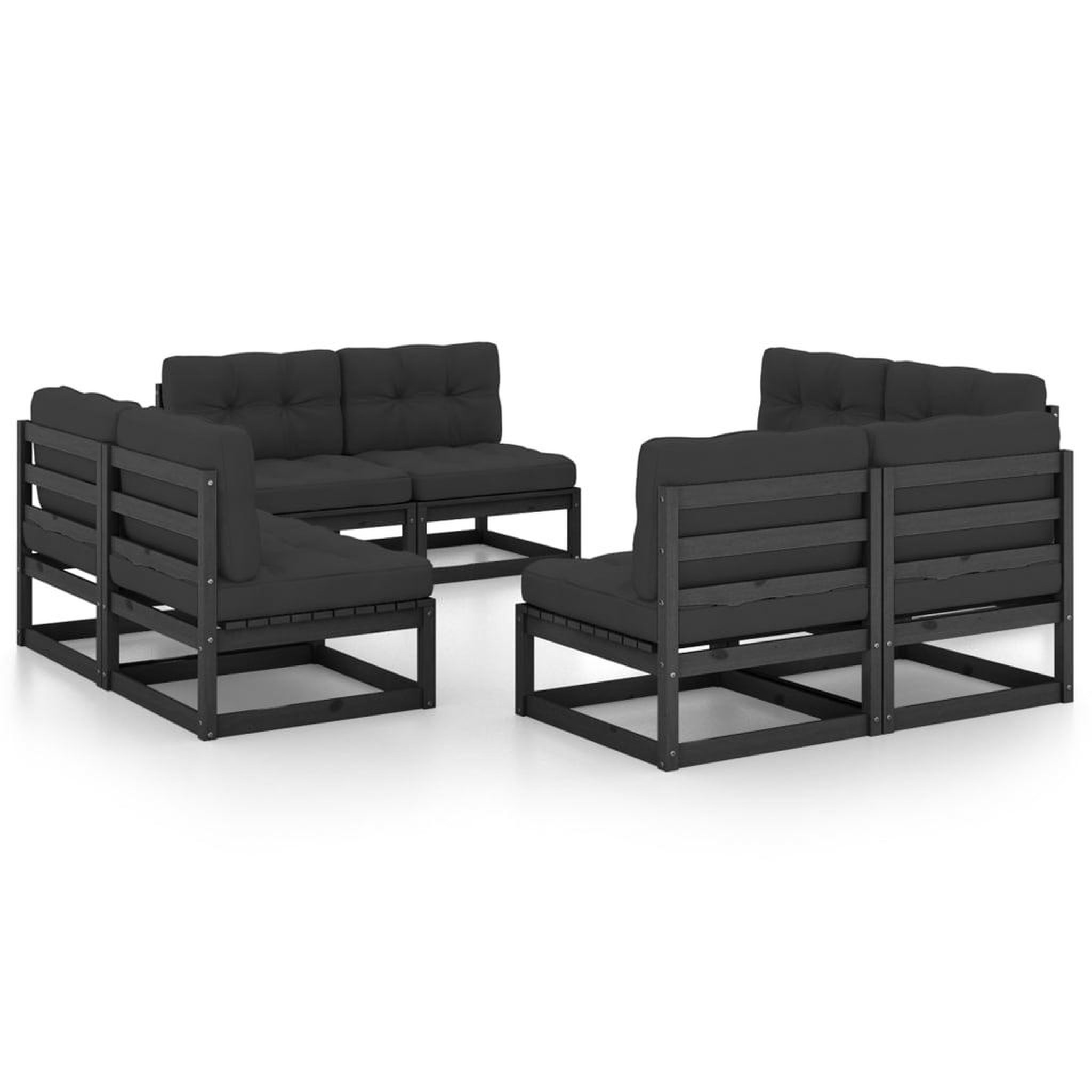 Voir la diapositive 2 : VIDAXL Salon de jardin 8 pcs avec coussins Bois de pin massif