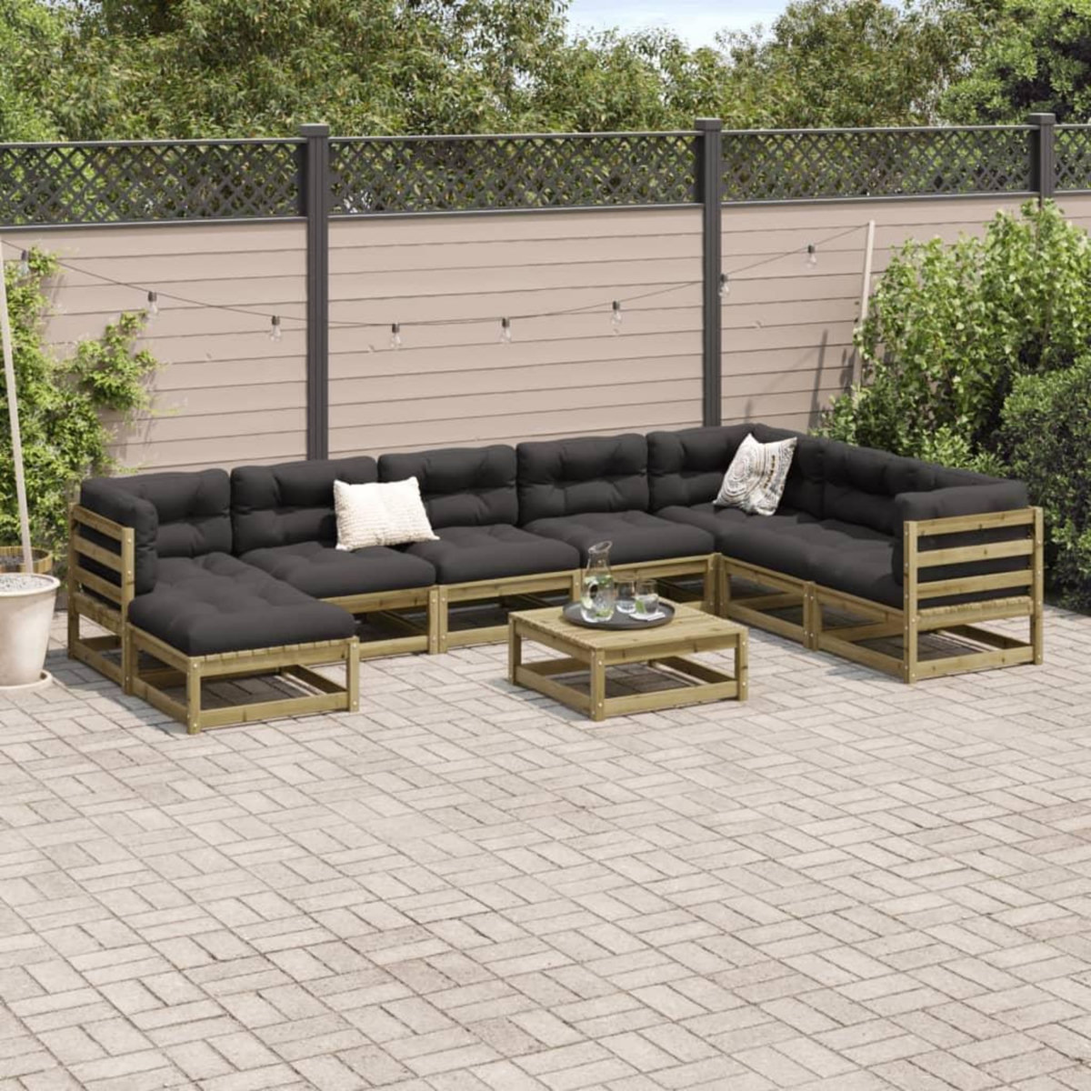 VIDAXL Salon de jardin 9 pcs bois de pin impregne