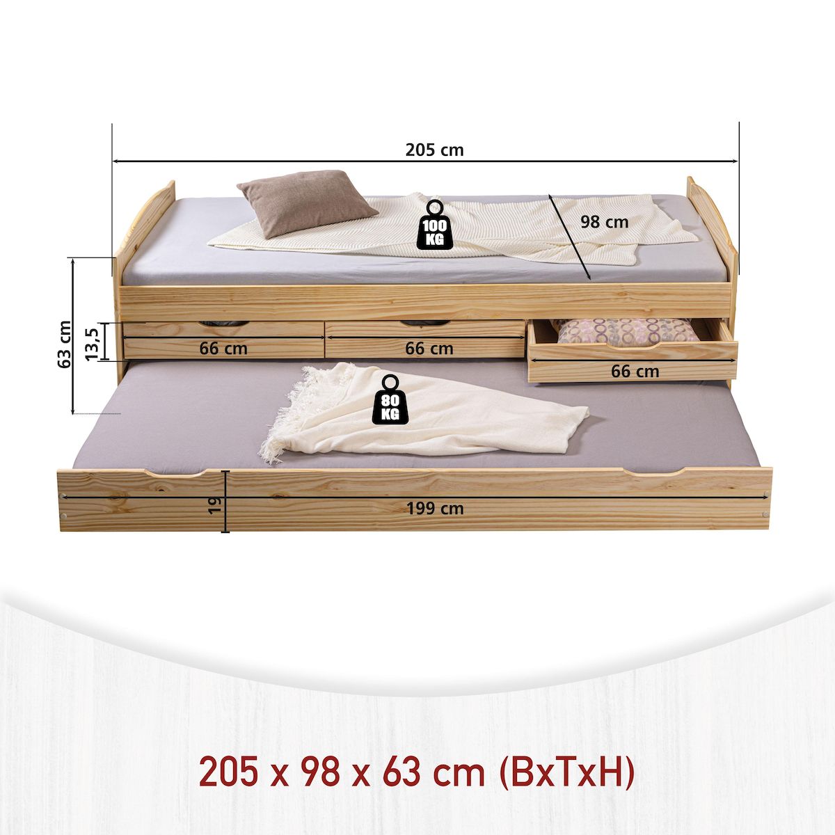 INTERLINK Lit gigogne MARINELLA 90x200
