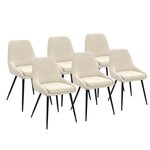 ID MARKET Lot de 6 chaises THALYA en velours beige avec accoudoirs