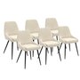 Voir la diapositive 1 : ID MARKET Lot de 6 chaises THALYA en velours beige avec accoudoirs