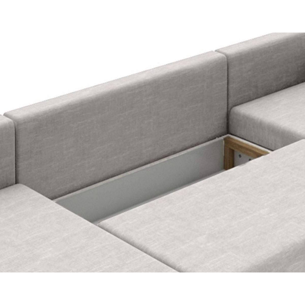 BEST MOBILIER Leslie - canapé panoramique d'angle réversible 7 places convertible avec coffre en tissu