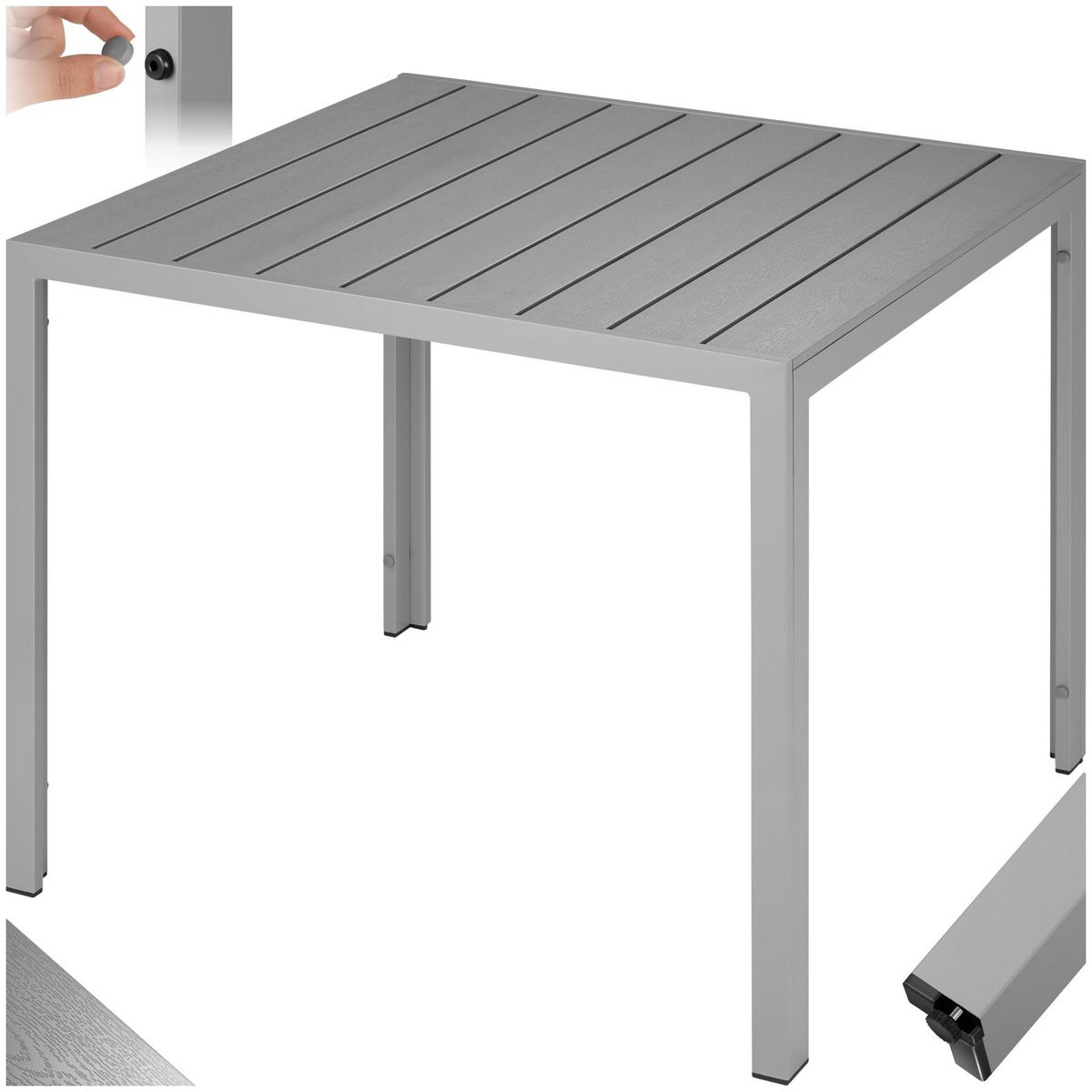 tectake Table de jardin en aluminium et plastique argent