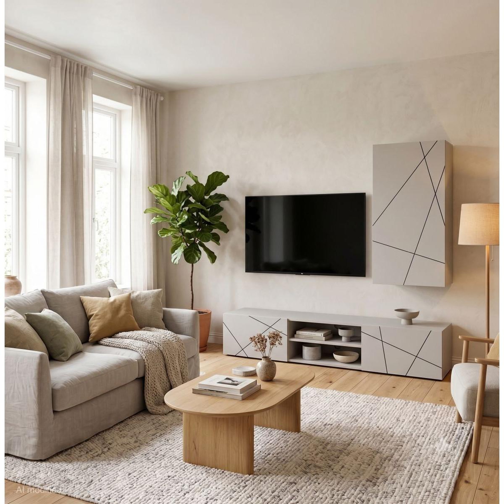 Voir la diapositive 4 : Paris Prix Ensemble meuble tv 2p  geo  180cm beige