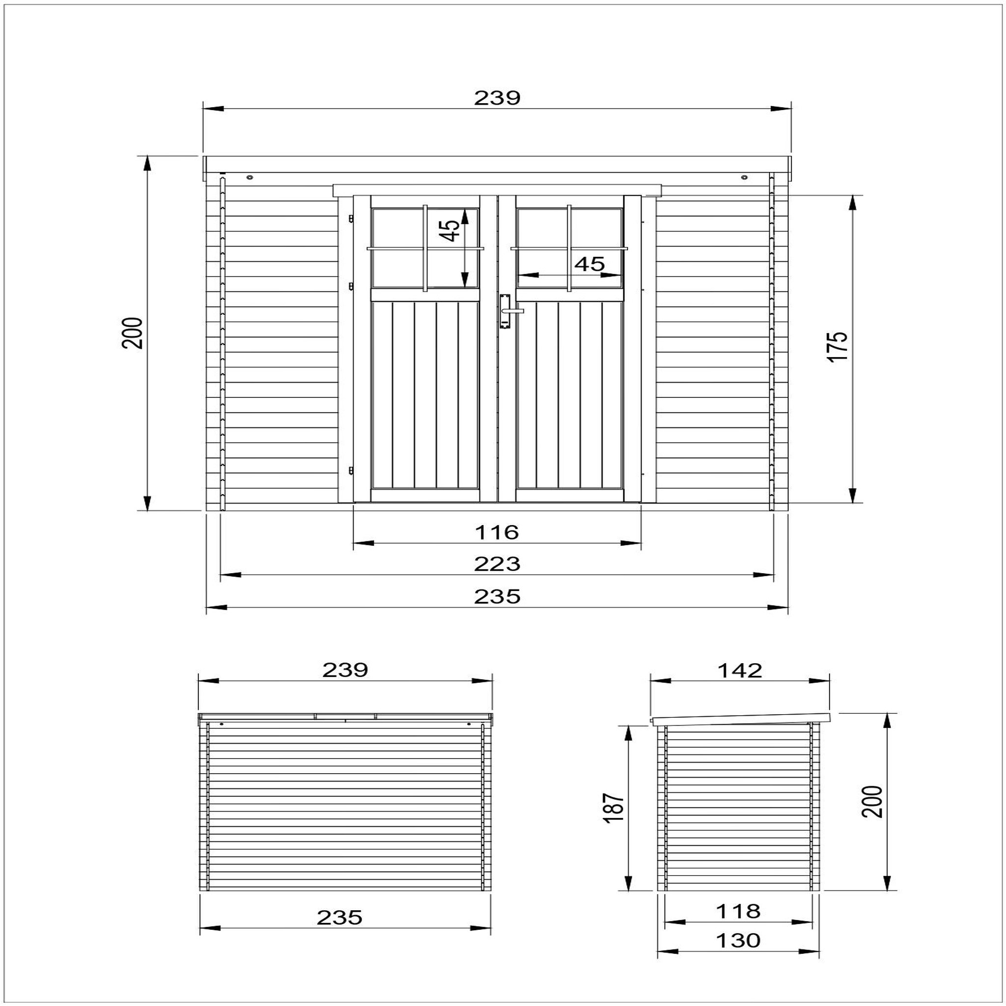 Voir la diapositive 6 : TIMBELA Abri de Jardin en Bois 2.63 m², Cabanon Jardin Exterieur à Outils et Velo avec M310F