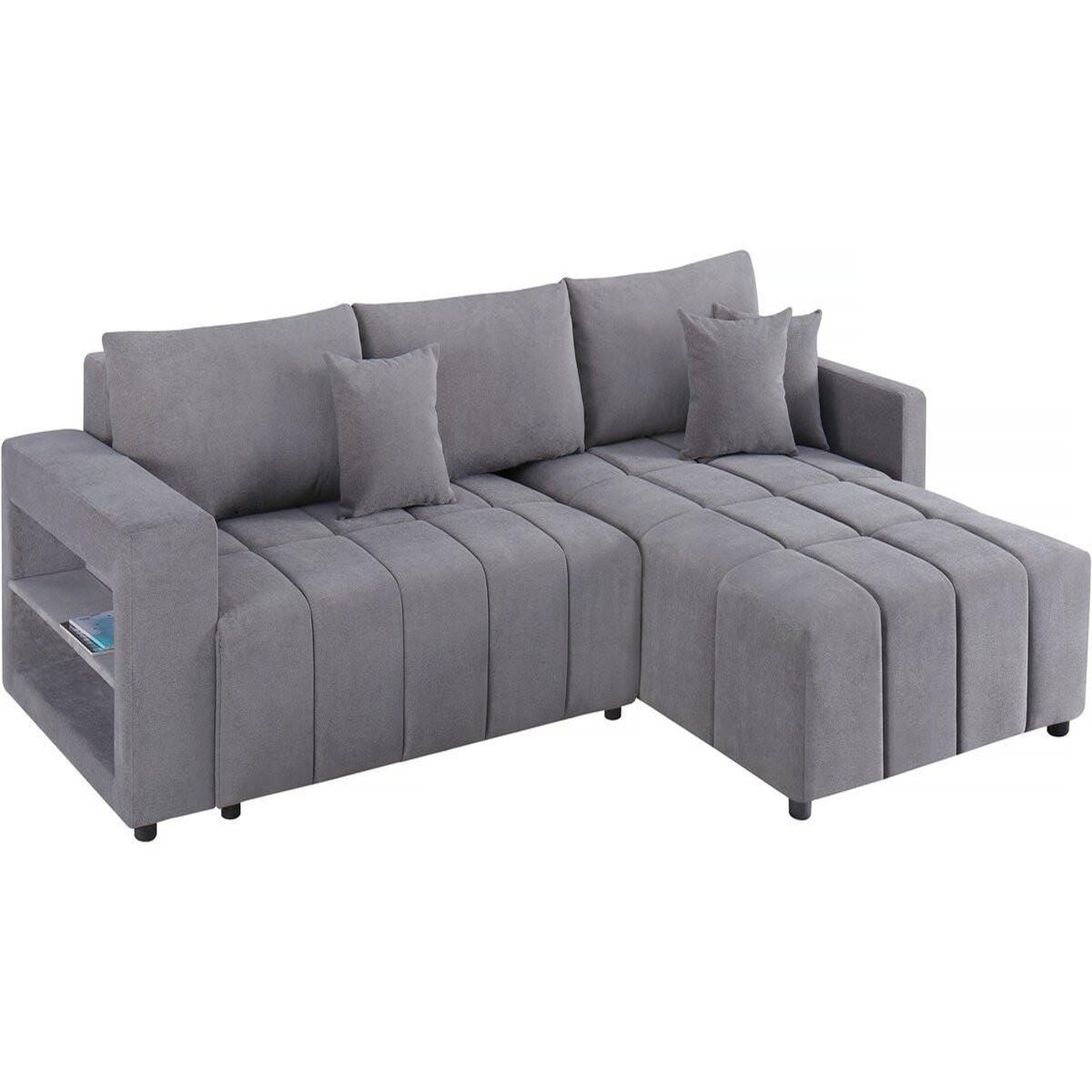 Habitat et Jardin Canapé d'angle convertible tissu chenille 3 places -  trocadero  - gris