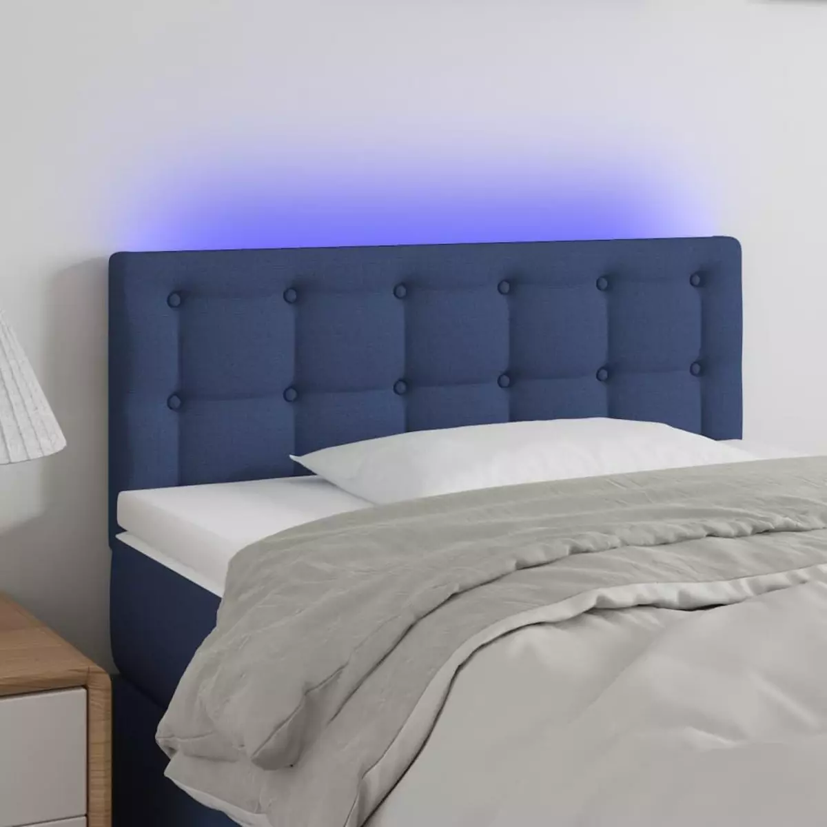 VIDAXL Tete de lit a LED Bleu 80x5x78/88 cm Tissu