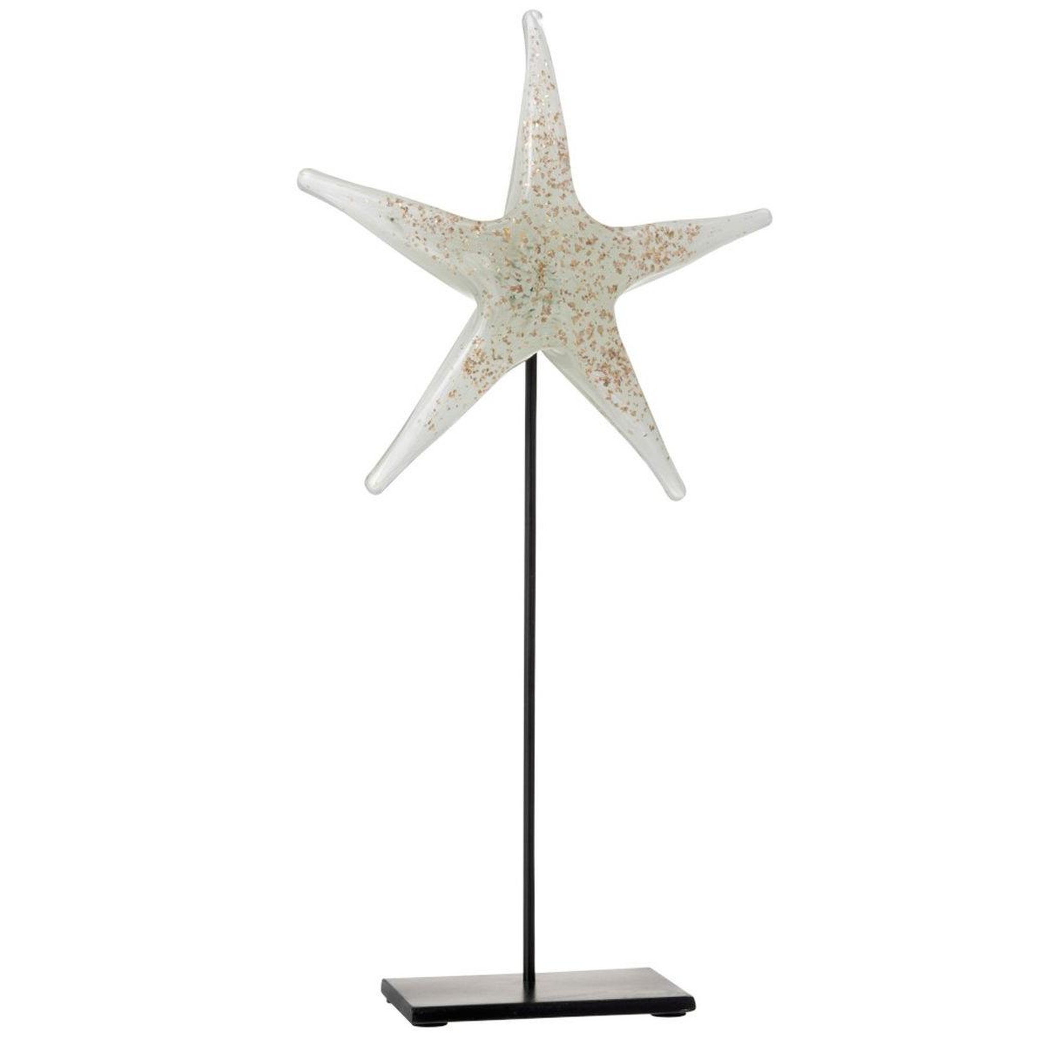 J-LINE Étoile de mer déco sur pied  verre  42cm blanc
