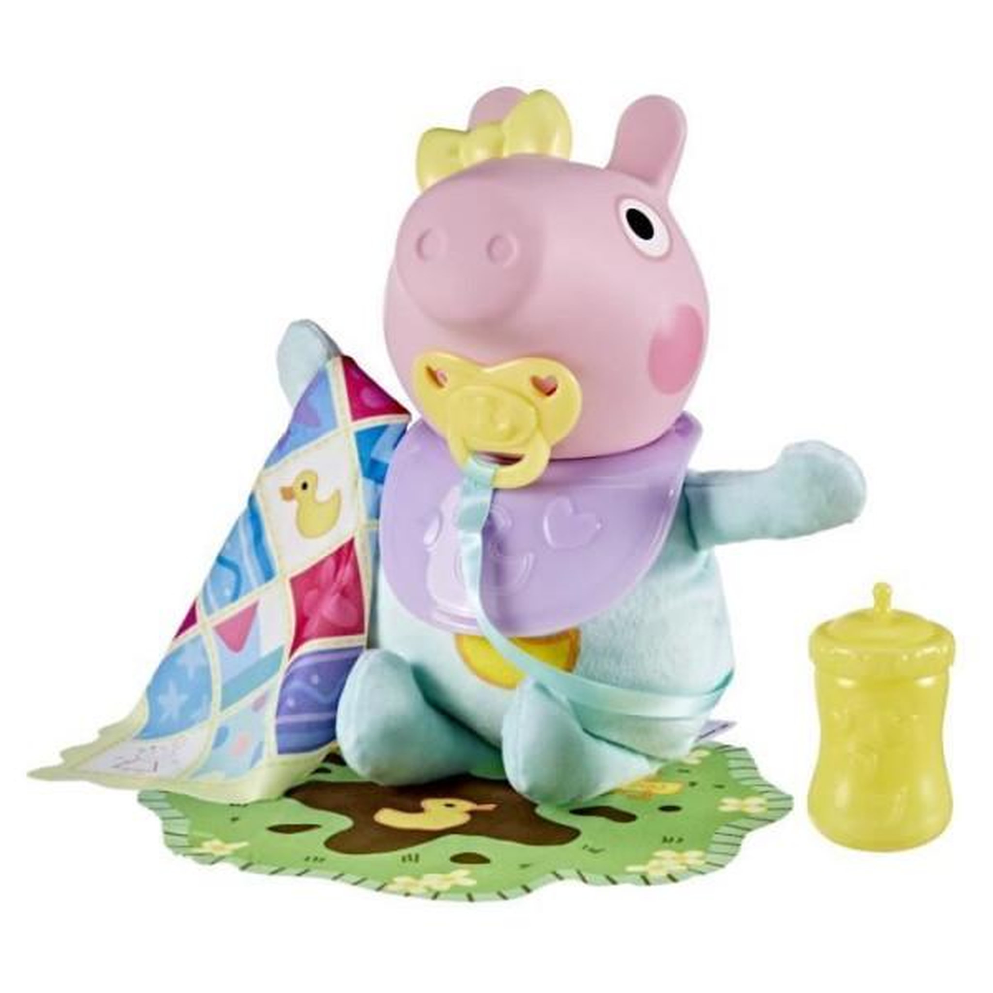 HASBRO Peppa Pig Gros câlins Evie, poupée interactive avec accessoires, des 3 ans