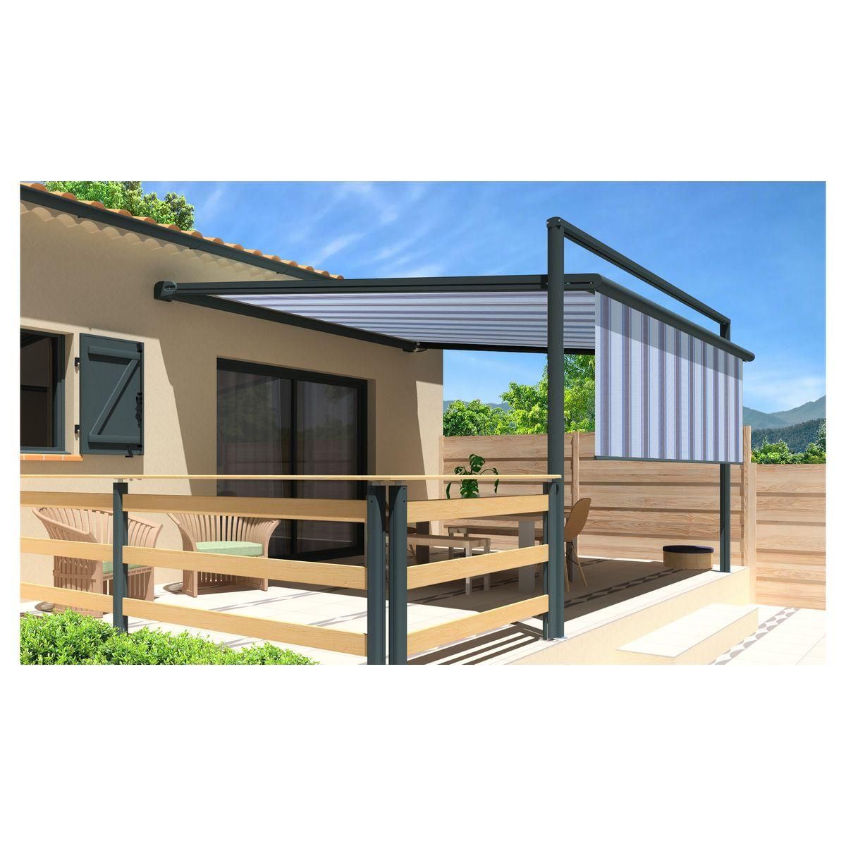 SUNSTYL Pergola grise anthracite motorisée 3x3x1,50m avec lambrequins MELODIE