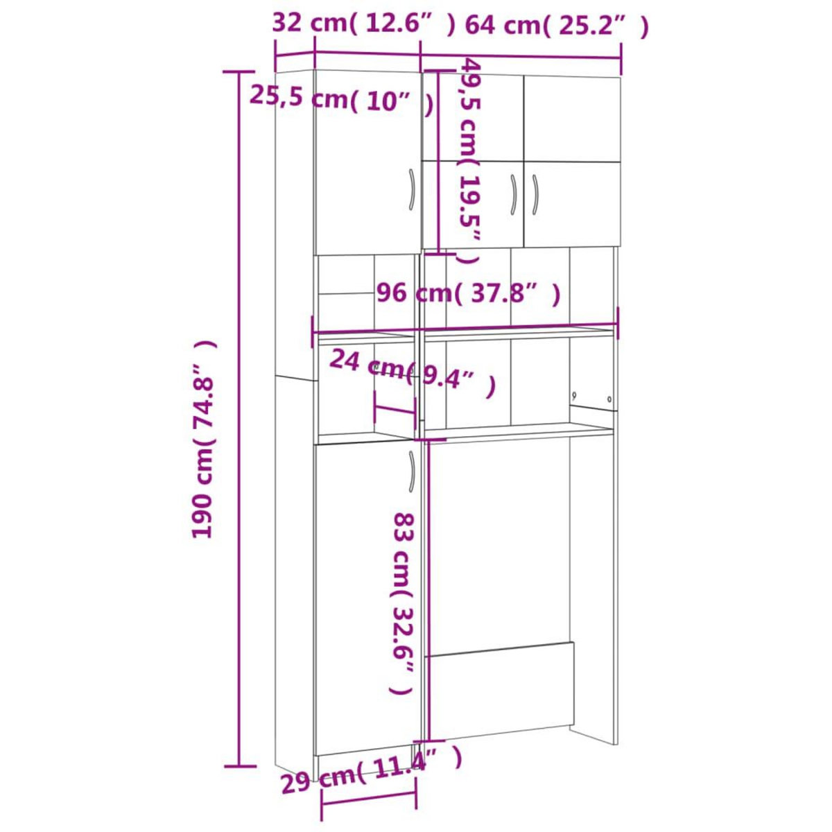 VIDAXL Ensemble de meuble pour machine a laver Blanc Bois d'ingenierie