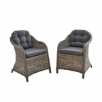  Lot de 2 fauteuils en résine tressée arrondie - Lecco - Coussins , chaises, structure aluminium. Coloris disponibles : Beige