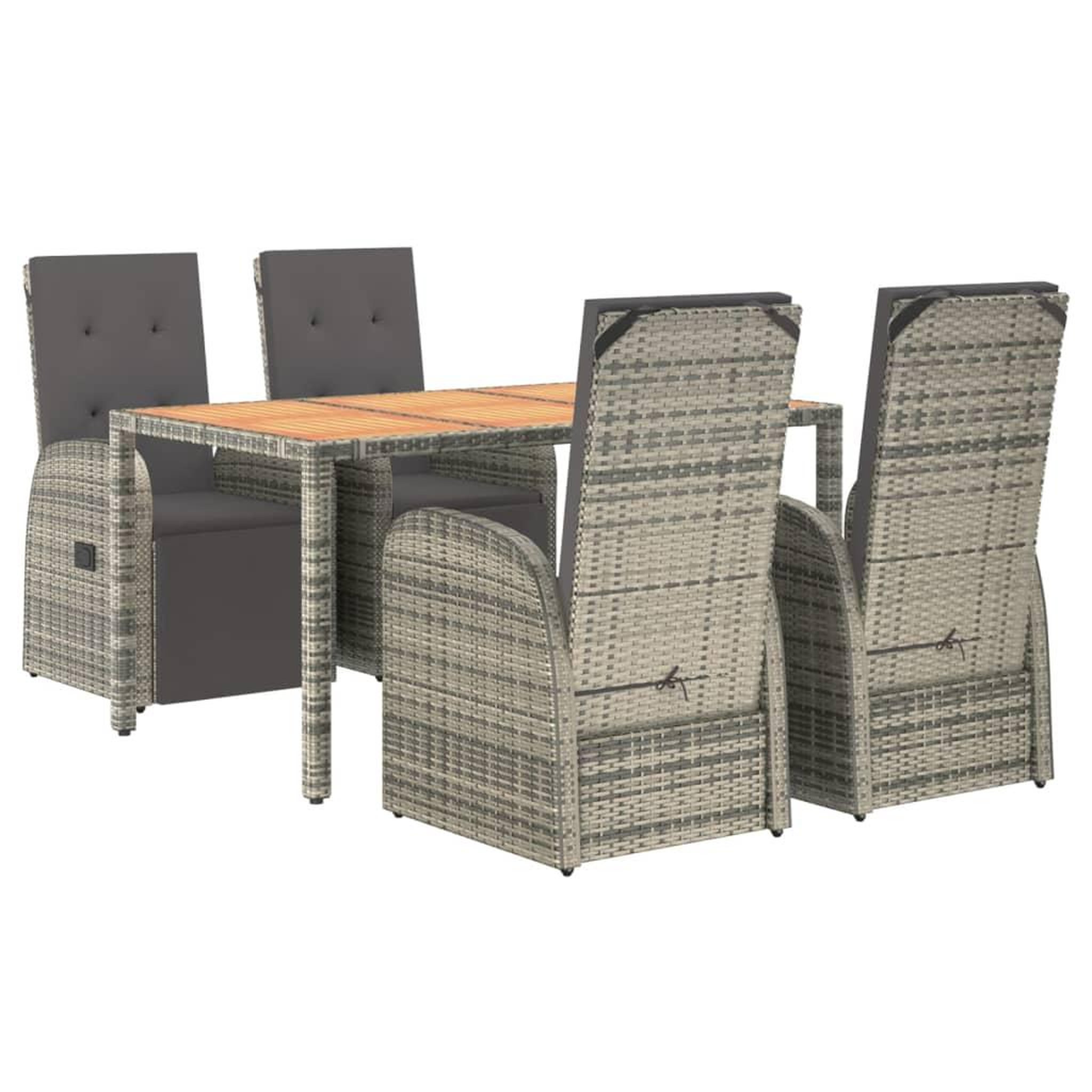Voir la diapositive 3 : VIDAXL Ensemble a manger de jardin 5 pcs coussins gris resine tressee