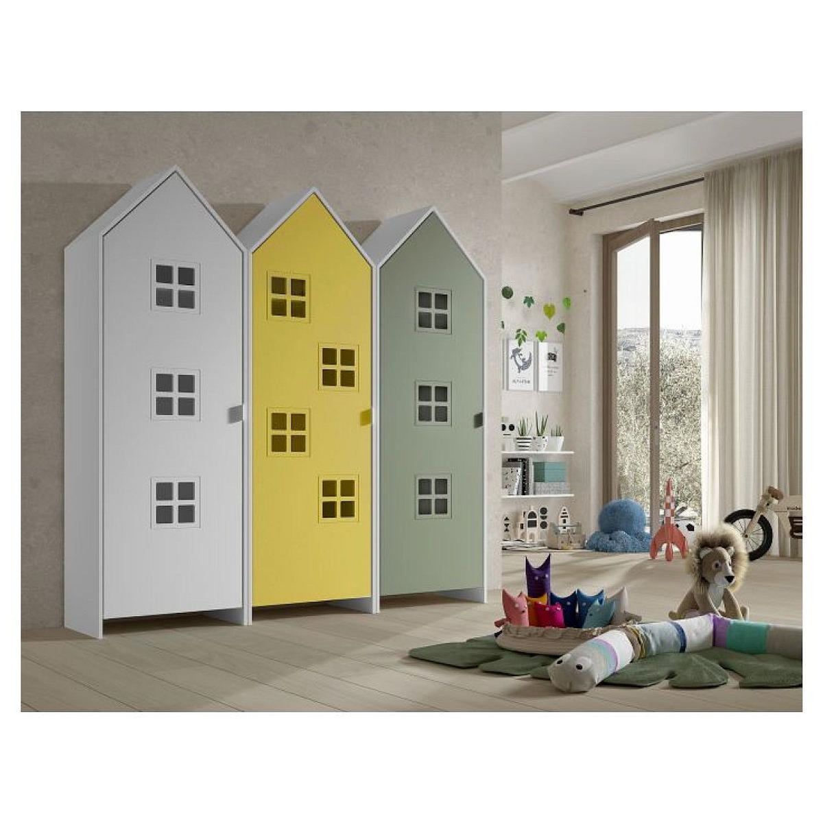 Vipack Combinaison D'armoires 3 Pc Casami Bruges blanc jaune vert