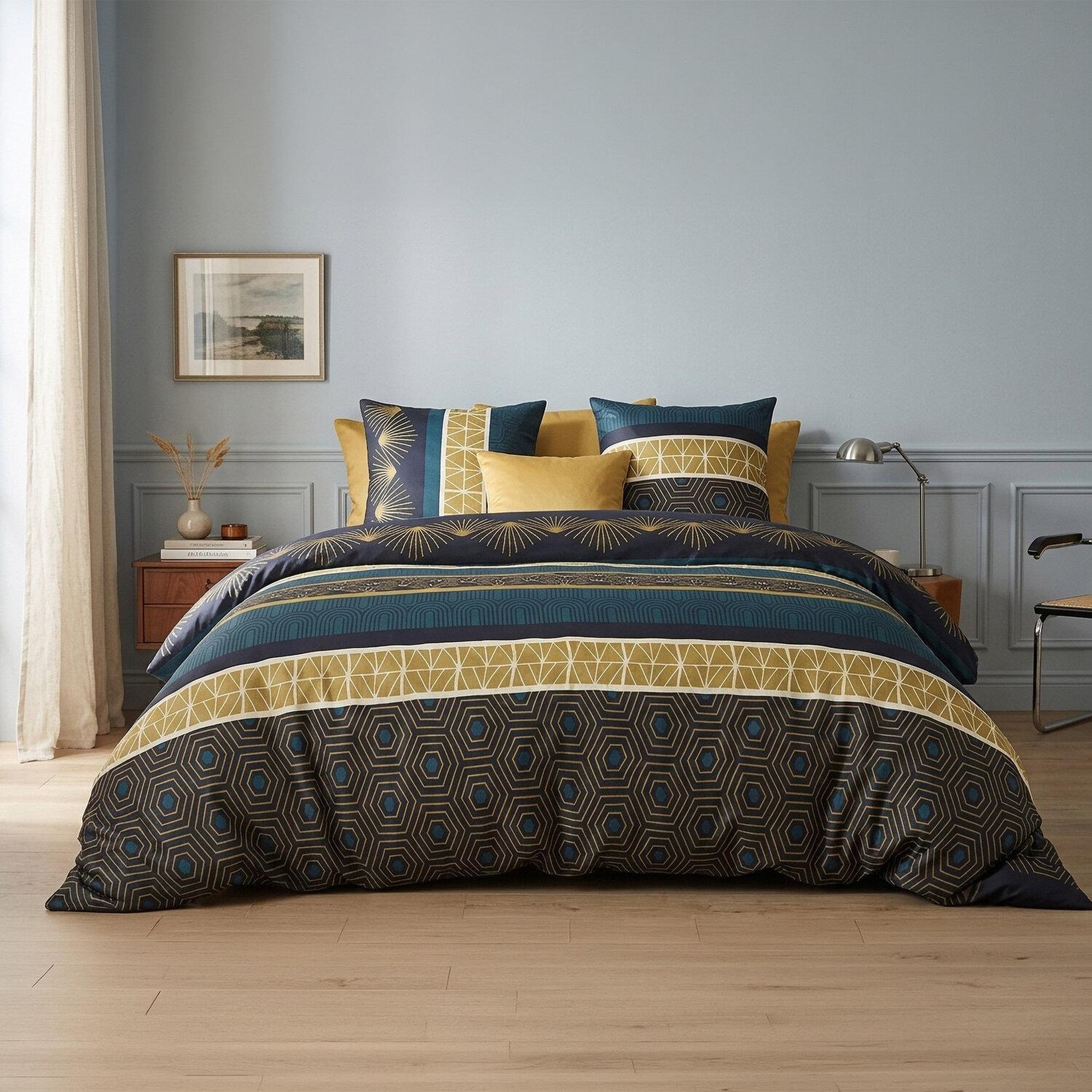Voir la diapositive 1 : ATELIER DU COTON Parure housse de couette 100%coton 57fils qobe
