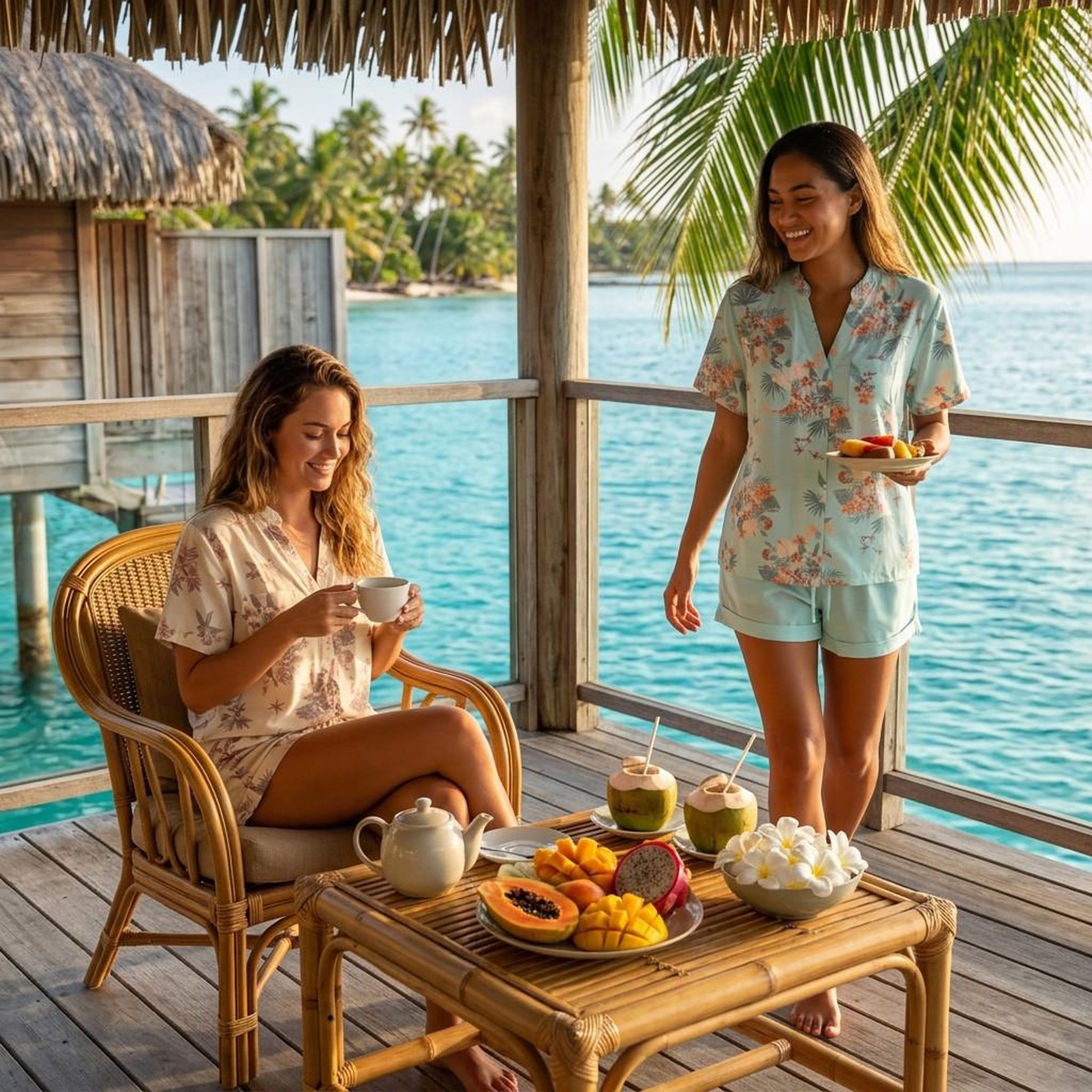 Voir la diapositive 5 : OZABI OZABI Pack 2 Pyjamas Courts Femme, Imprimé Tropical Col V Mao Short Fluide