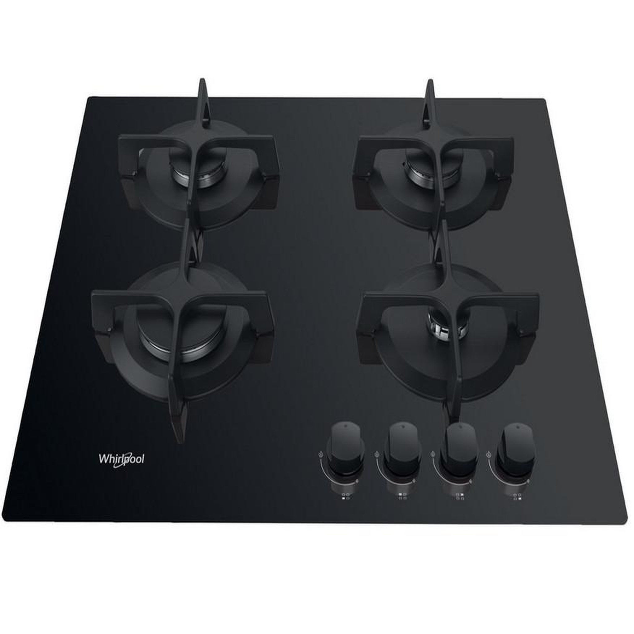 Voir la diapositive 2 : Whirlpool Table de cuisson gaz 60cm 4 feux noir - gob616nb