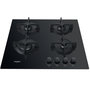 Voir la diapositive 2 : Whirlpool Table de cuisson gaz 60cm 4 feux noir - gob616nb