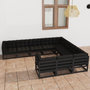 Voir la diapositive 1 : VIDAXL Salon de jardin 10 pcs avec coussins Noir Bois de pin massif