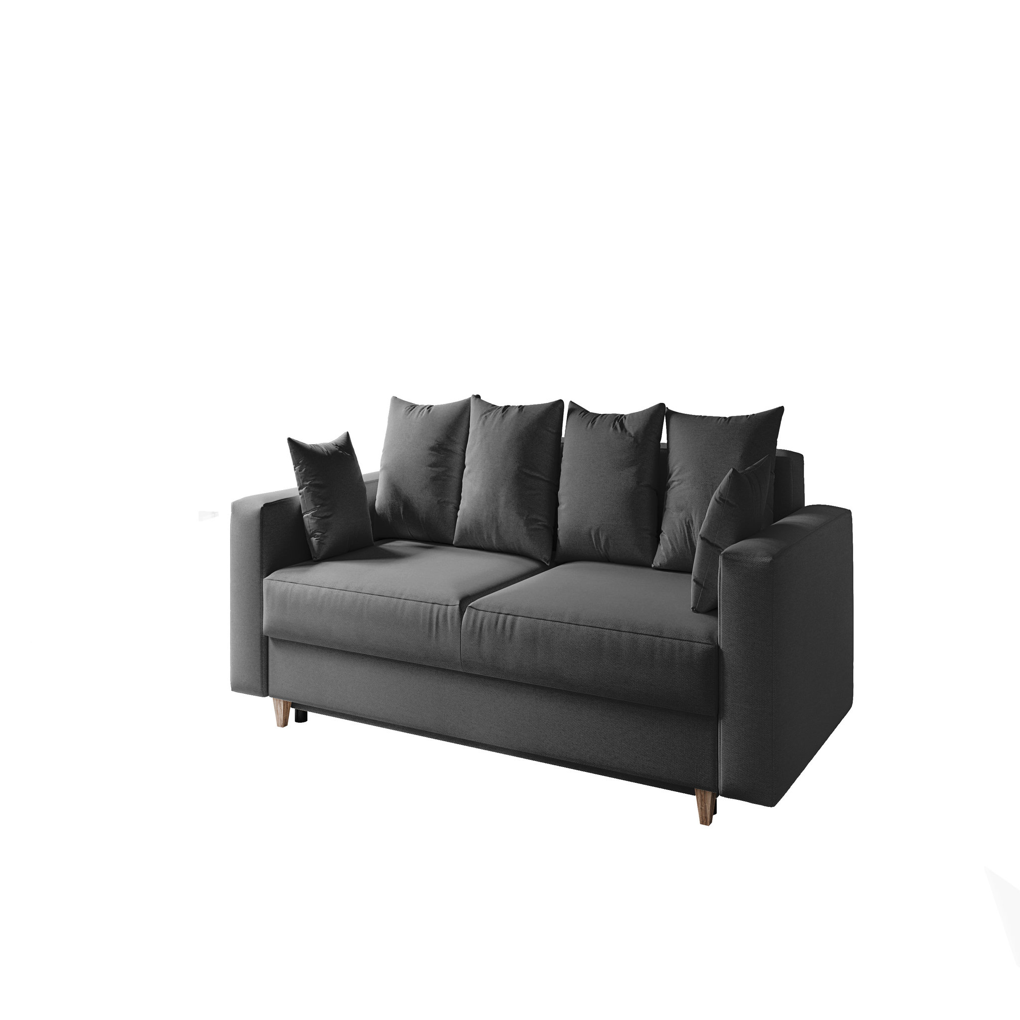 Voir la diapositive 2 : Canapé droit convertible 3 Places avec coffre OLIVIA  tissu gris foncé
