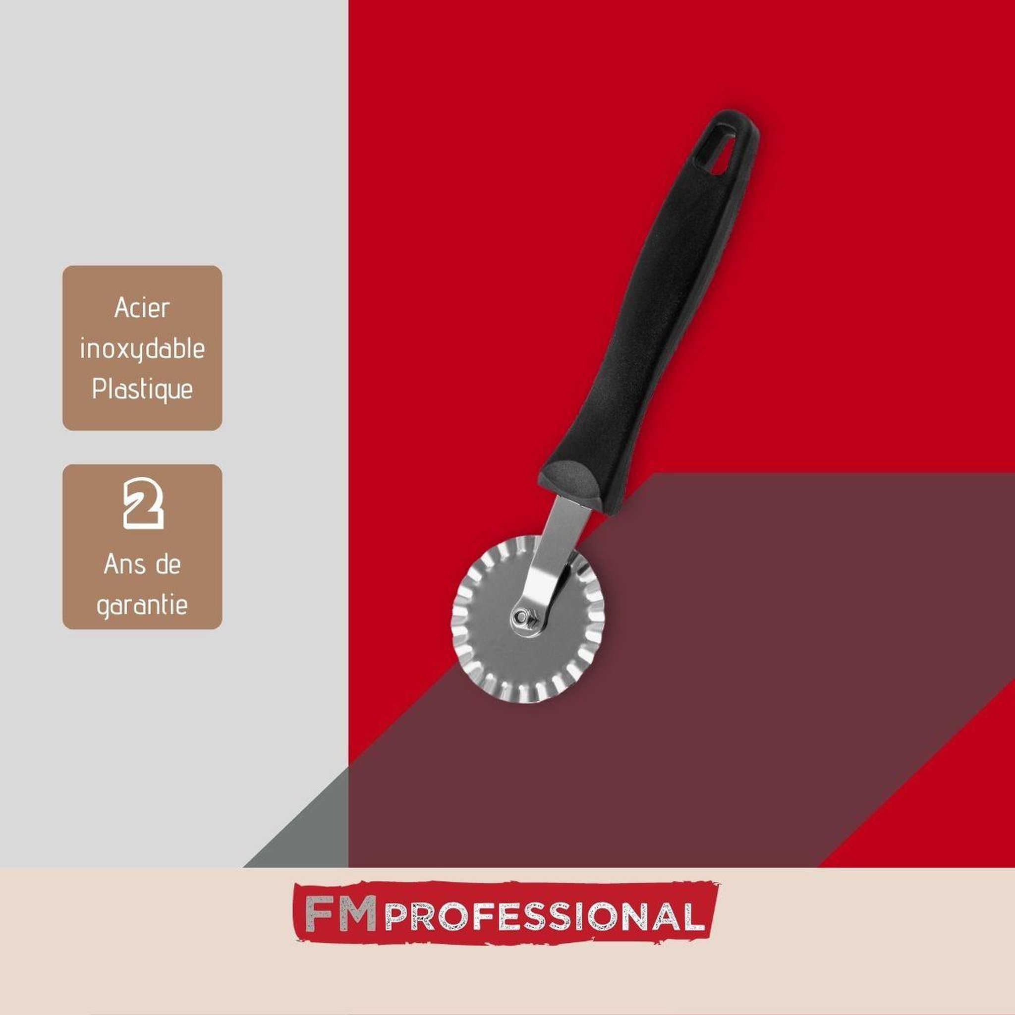 Voir la diapositive 4 : FM PROFESSIONAL Roulette à pâtisserie cannelée 20,6 cm fm professional pâtisserie