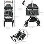 Voir la diapositive 3 : PAWHUT Poussette pour chien pliable nacelle 2 en 1 - habillage pluie, panier, poignée, housse réglable - alu oxford gris