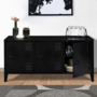 Voir la diapositive 4 : ID MARKET Buffet bas 113 cm ESTER 3 portes métal noir design industriel