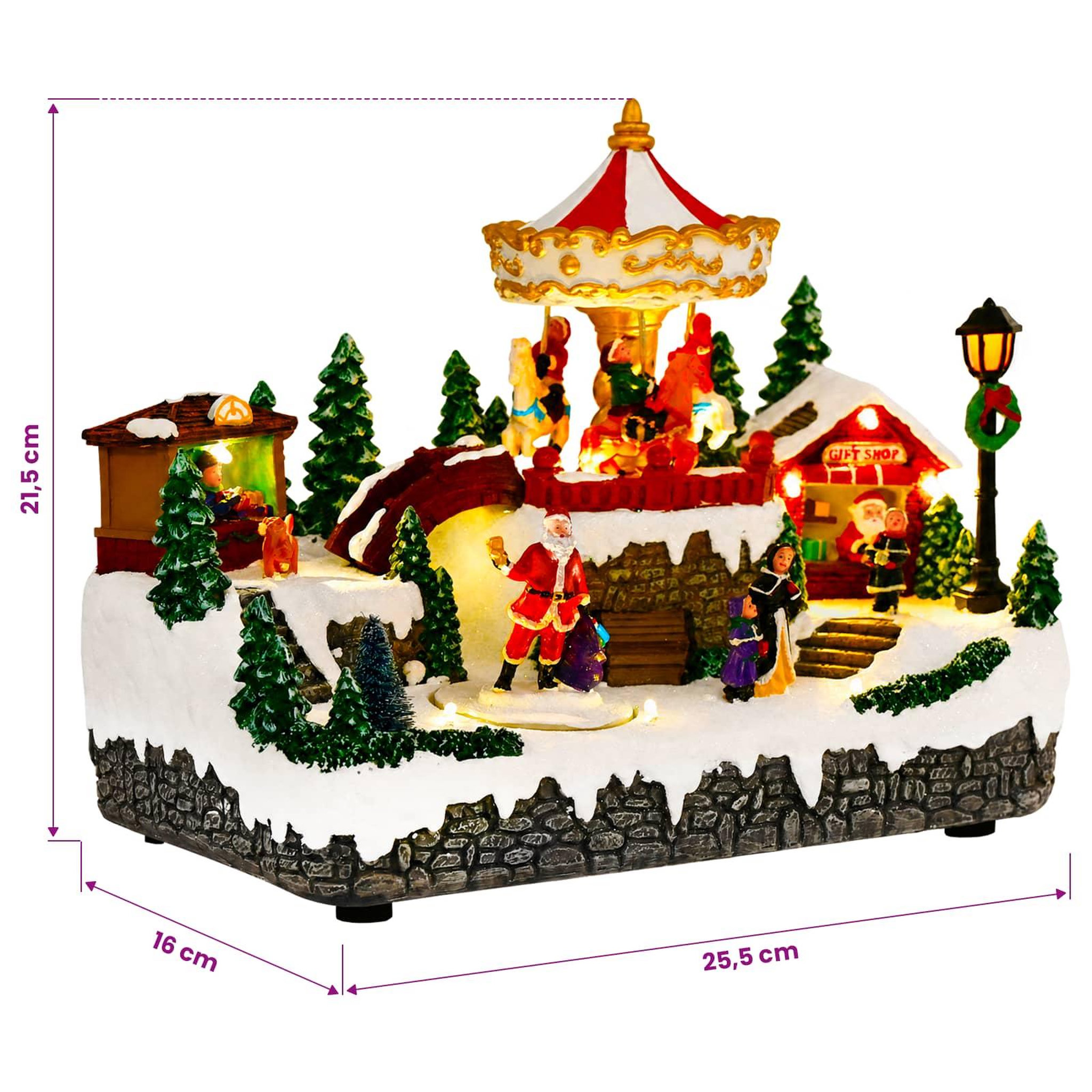 Voir la diapositive 3 : VIDAXL Scene de village de Noël avec carrousel SALO