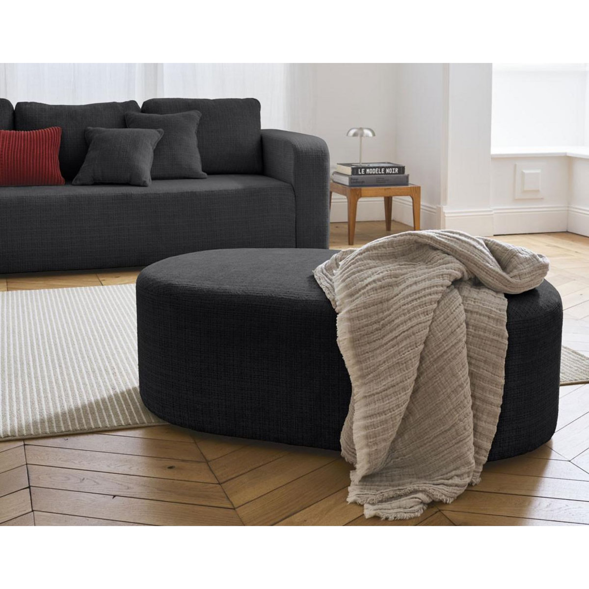 BEST MOBILIER Miro - pouf en velours texturé