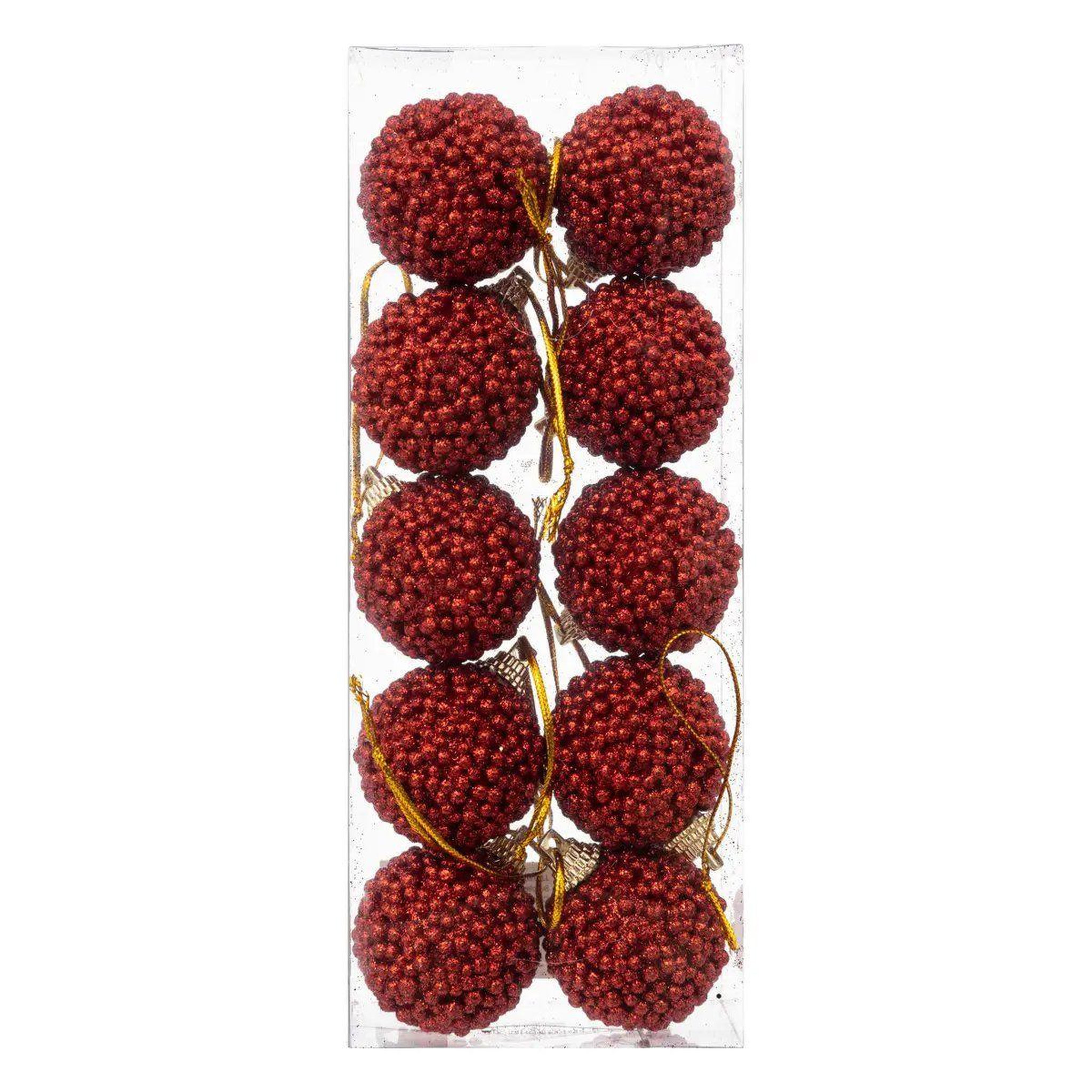 ATMOSPHERA Lot de 10 boules de noël  petites billes  4cm rouge