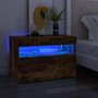 Voir la diapositive 3 : VIDAXL Meuble TV avec lumieres LED Chene fume 60x35x40 cm