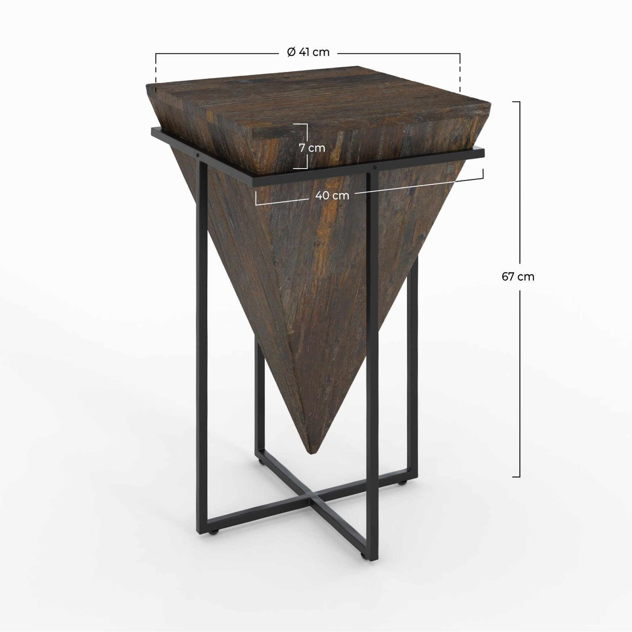 Voir la diapositive 4 : MAISON PAVANE Grande table d'appoint en bois et métal-shanghai
