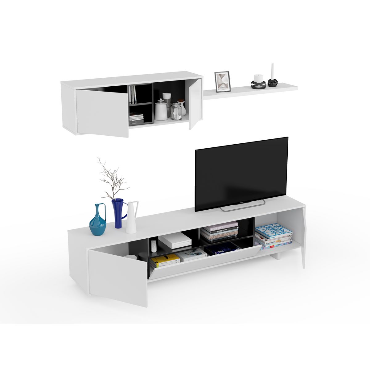 Ensemble meuble TV bas et haut  ELLIUS L200 cm