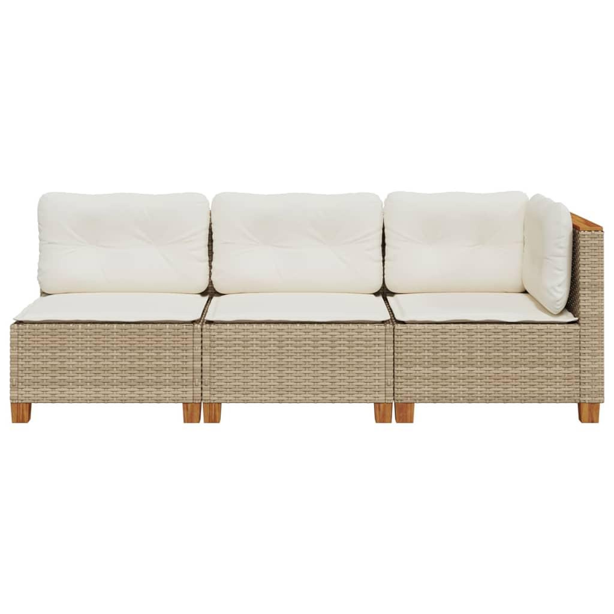 Voir la diapositive 4 : VIDAXL Canape de jardin avec coussins 3 places beige resine tressee