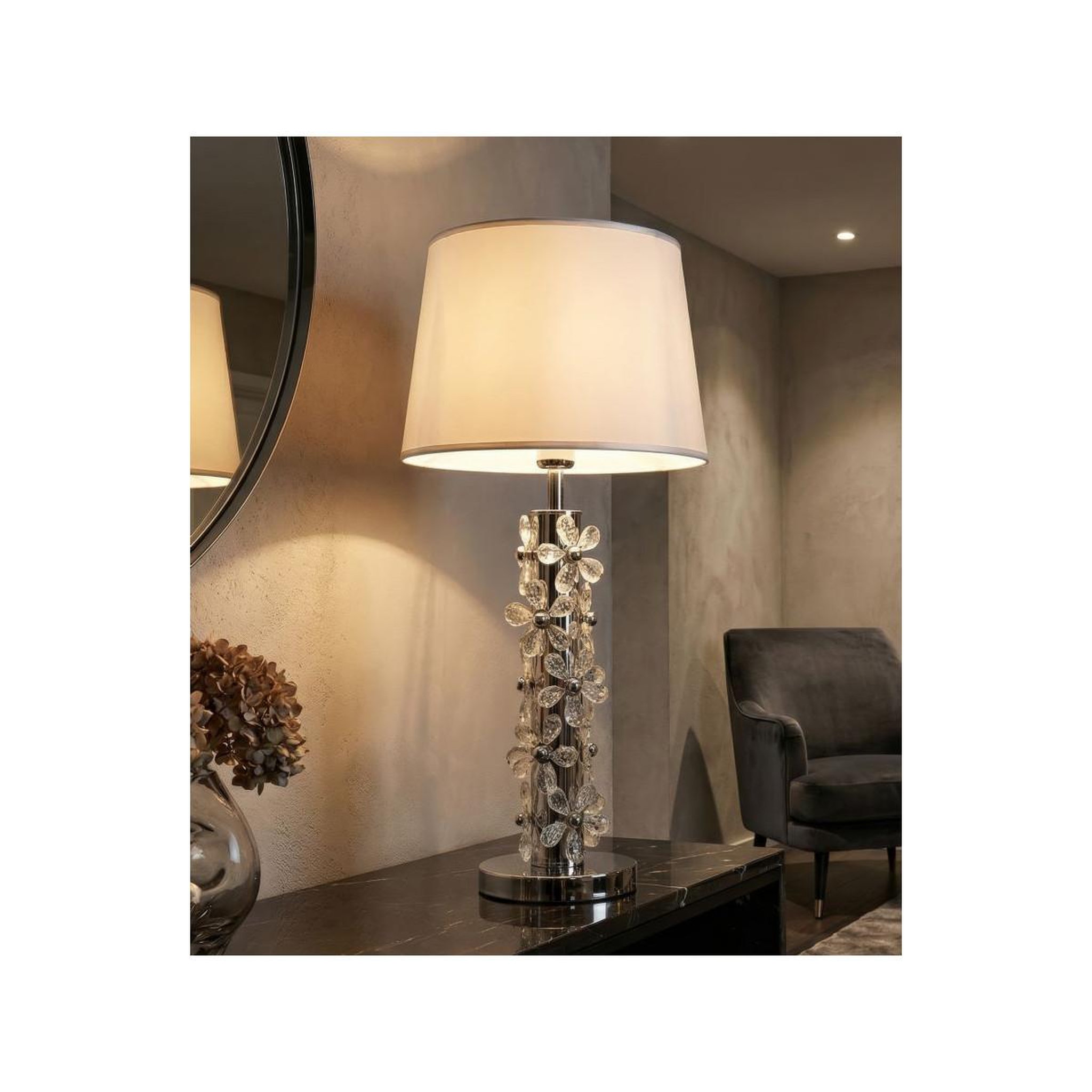 Voir la diapositive 5 : Paris Prix Lampe à poser design  silver flower  74cm argent