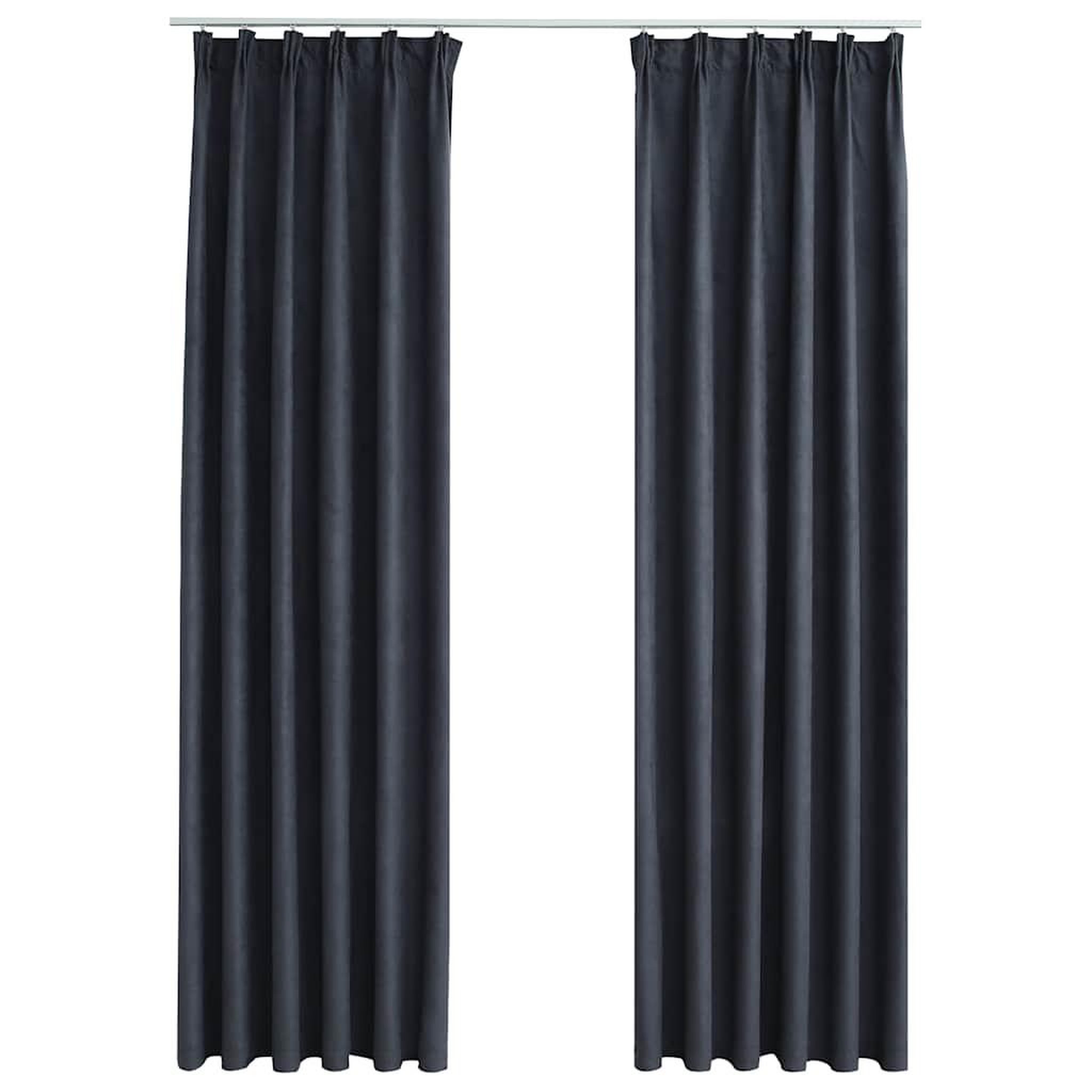 Voir la diapositive 2 : VIDAXL Rideaux occultants avec crochets 2 pcs Anthracite 140x225 cm