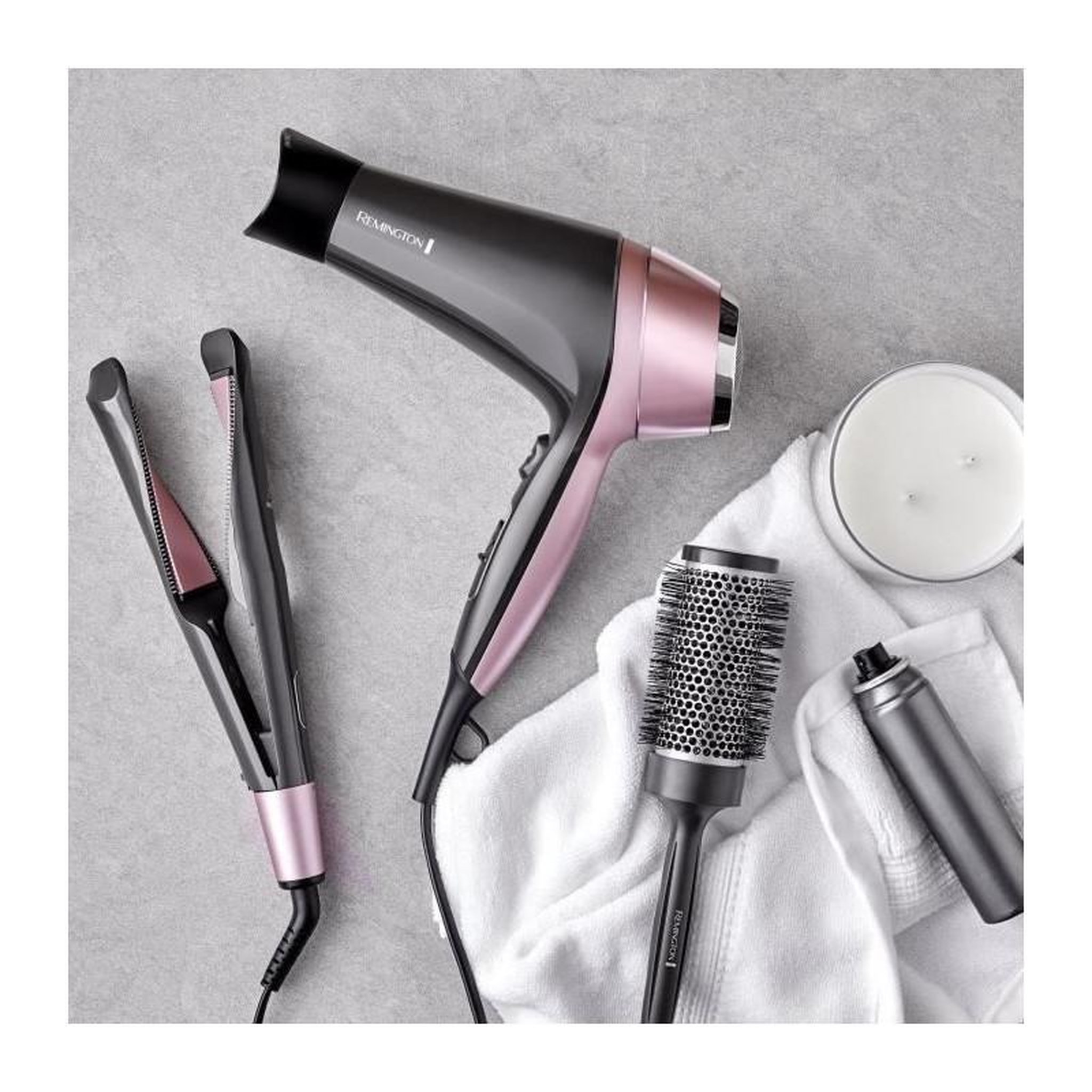 Voir la diapositive 4 : REMINGTON Remington D5706 Coffret Coiffure, Seche-Cheveux Ionique Curl Confidence 2200W, Brosse 45mm, Grille Ceramique, Leger, Silencieux