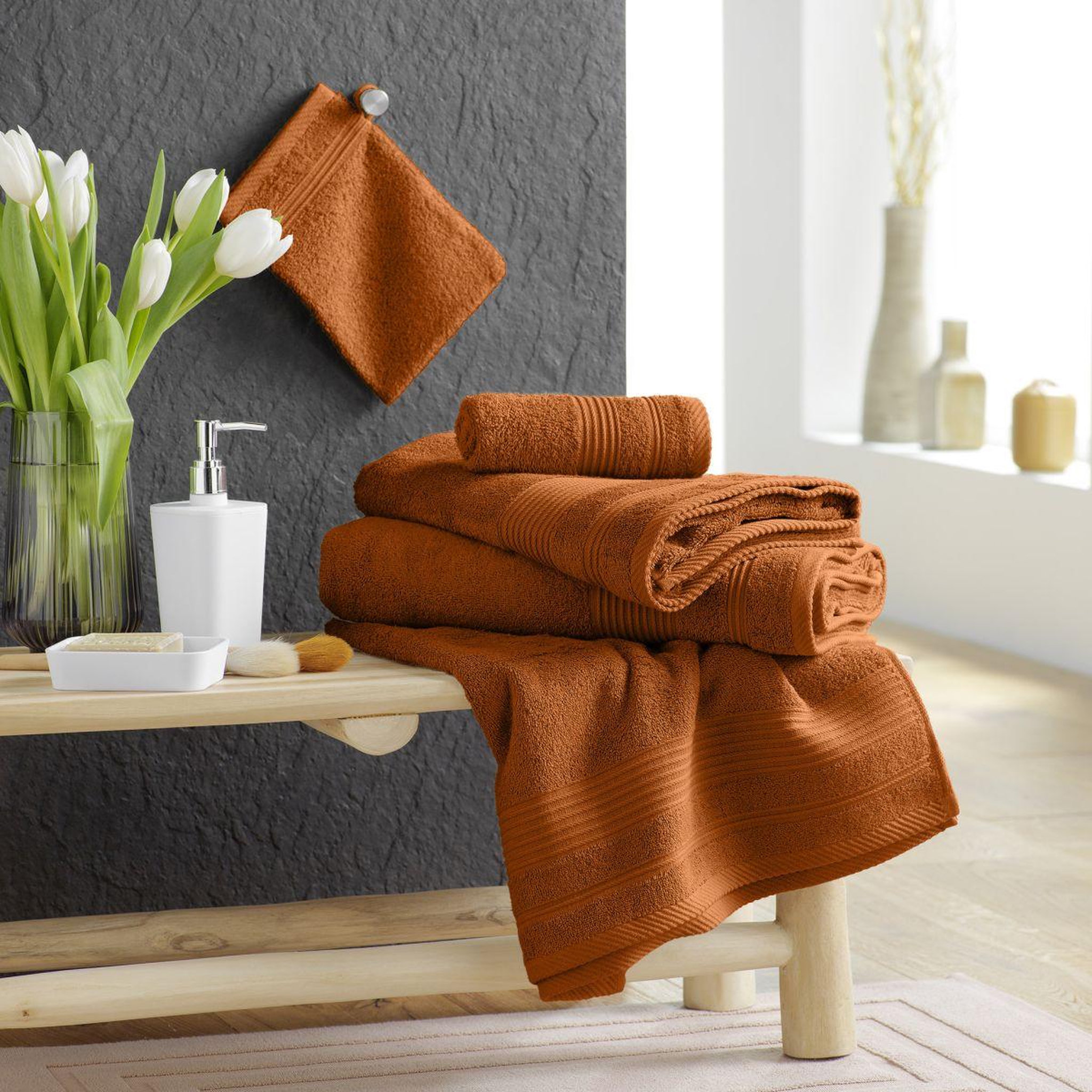 Voir la diapositive 5 : Douceur d'Intérieur Drap de douche  tendresse  70x130cm caramel