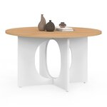 ID MARKET Table basse ronde ALOISE pied arc bois et blanc 70 cm