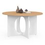Voir la diapositive 1 : ID MARKET Table basse ronde ALOISE pied arc bois et blanc 70 cm